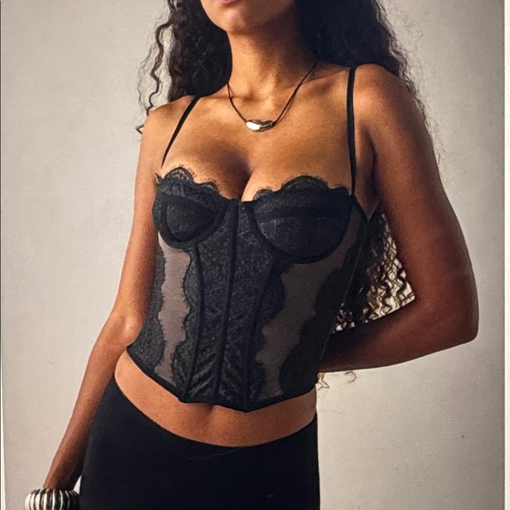 Urban Outfitters Black Lace Corset Top